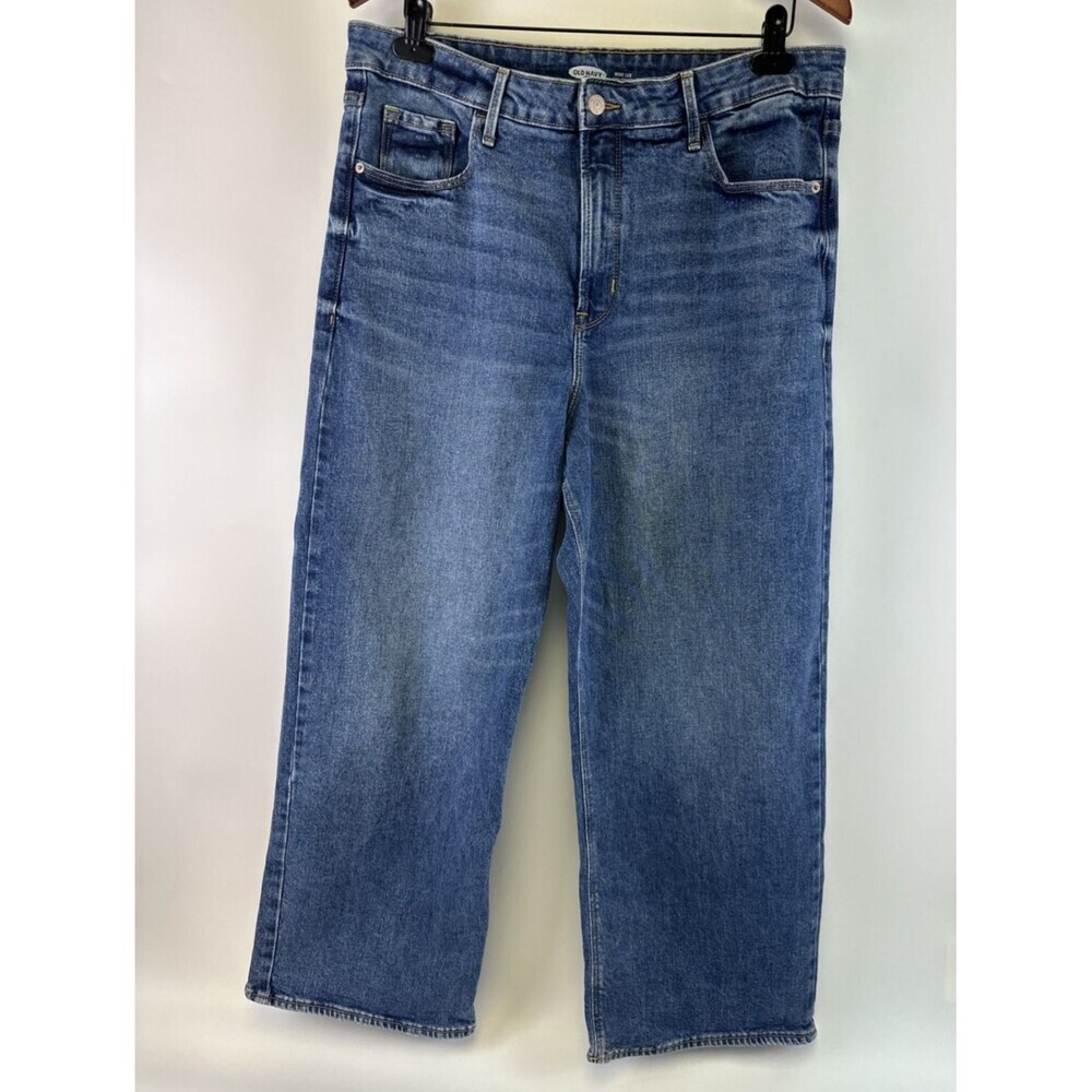 Old Navy Wide Leg Extra High Rise Jeans Denim Relaxed Zip Button 580116 Women 16